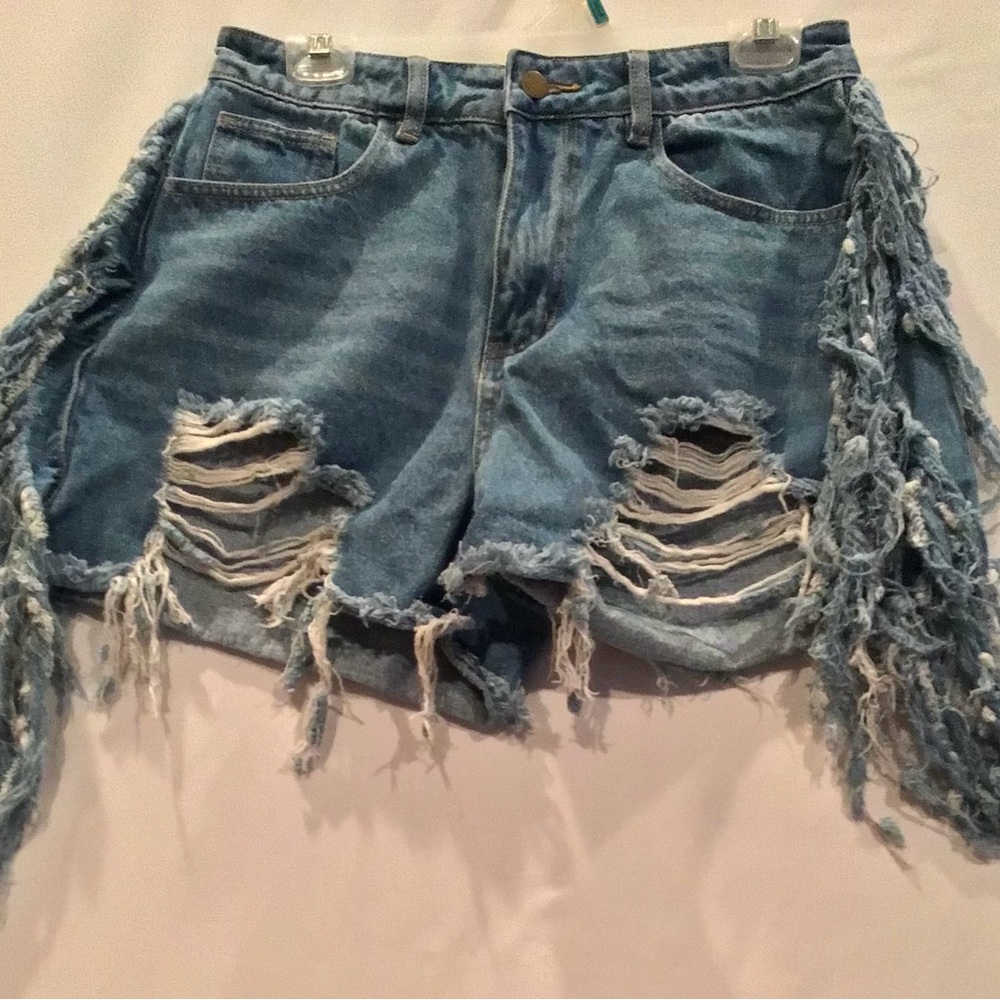 300 Fashion Nova Blue Distressed Jean Shorts